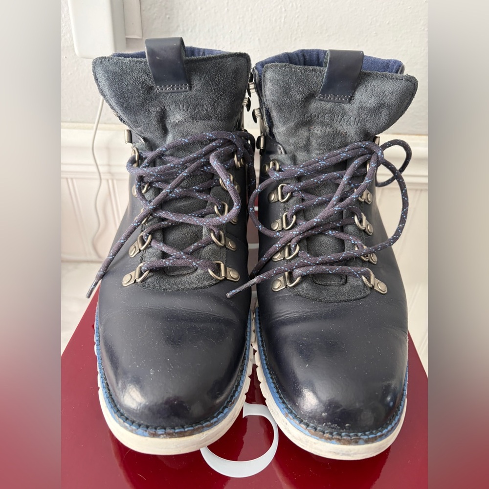 Cole Haan Men's Dark Blue Lace-Up Boots